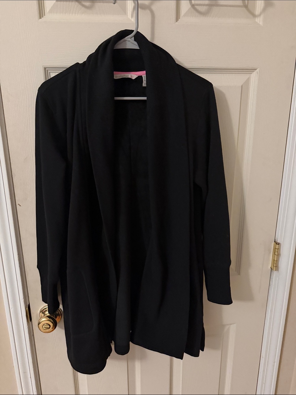 Isaac Mizrahi Black Open-Front Shawl Collar Cardigan
